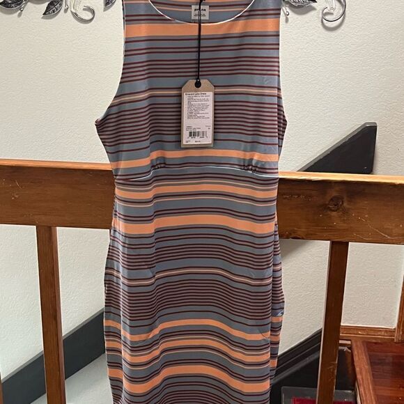 NWT Prana Sleeveless StripedDress Size Medium Gray & Orange #061 - Picture 6 of 6